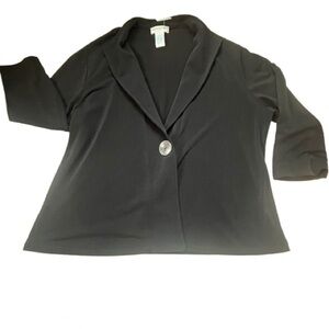 Draper’s & Damon’s Petite Black blazer PXL 3/4 Sleeve Stretch Button Front NWOT